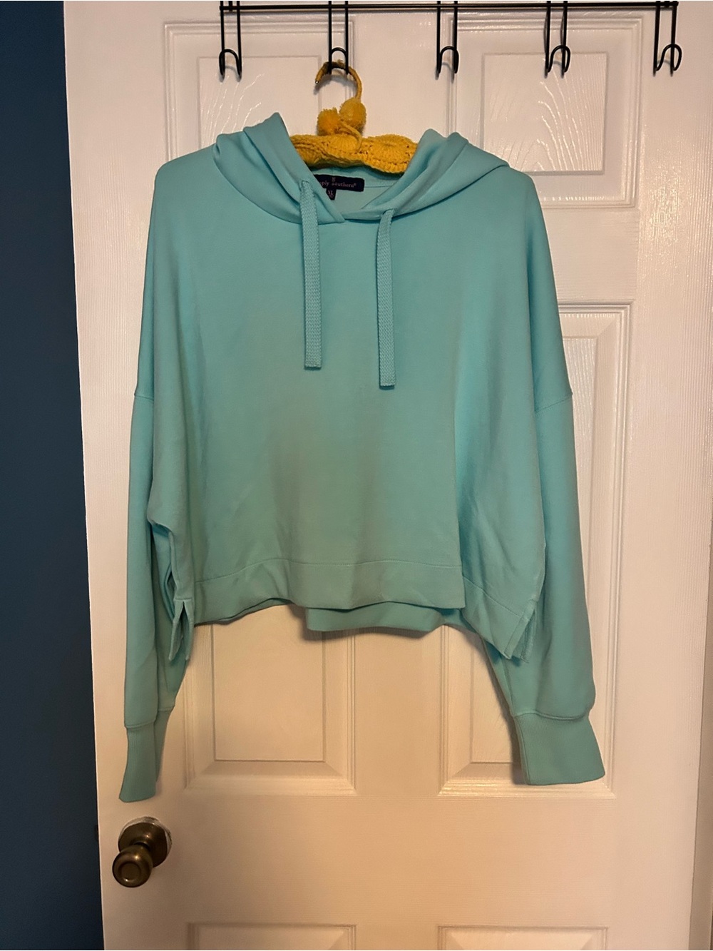 Simply Southern Cropped Aqua Hoodie Sweatshirt